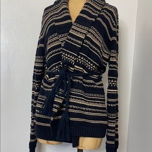 Ralph Lauren Blue and Cream Nordic Cardigan Sweater